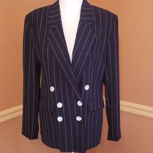 Vintage HALSTON Navy Pinstripe Blazer. Siz…